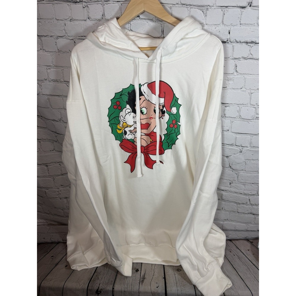 Betty‎ Boop 3X Meet Me Under the Mistletoe Hoodie New Christmas Double Sided